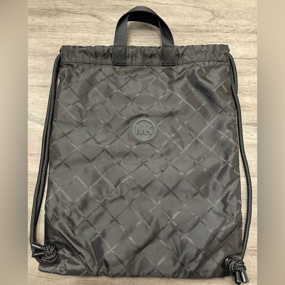 Michael Kors logo print drawstring backpack in black - Picture 1 of 3